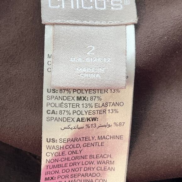 Chico’s Woman’s 2/12 US Chocolate Brown Pull on Soft Hint of Shimmer OfficeWear - Picture 5 of 6